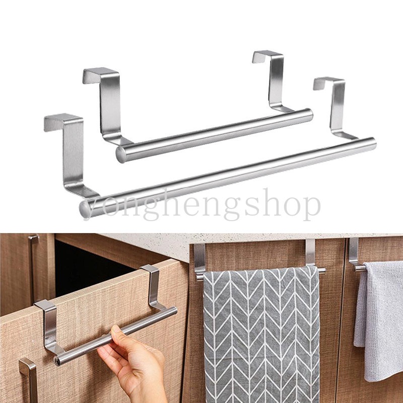 2ukuran Rak Handuk Stainless Steel Bar Over Door Gantungan Hook Lemari Dapur Rak Rak Kamar Mandi Tempat Handuk Berdiri Organizer Rumah