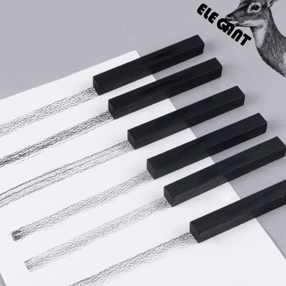 [Elegan] Compressed Carbon Bar Profesional 6pcs/Set Artis Gambar Siswa Sketsa Pena Karbon