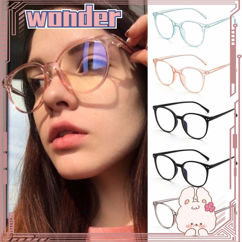 Wonder Blue Light Blocking Glasses Fashion Bingkai Bulat Lensa Bening Kacamata Anti Cahaya Biru