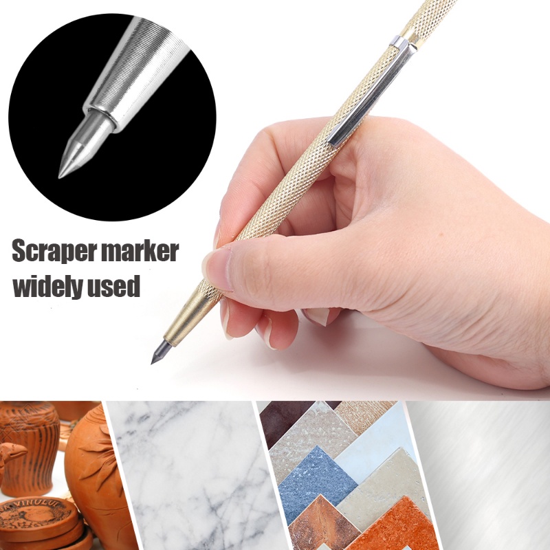 Tungsten Steel Diamond Metal Tile Cutting Marking Engraving Pen Desain Ergonomis Praktis Portable Scribing Scraper Pen Untuk Kaca Keramik Logam Kayu Ukiran Alat Tangan