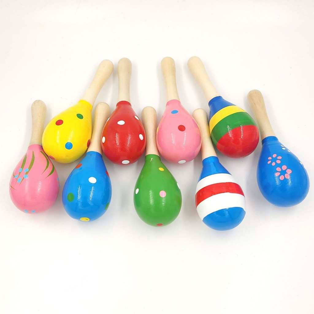 WE Baby Maracas Kayu Mainan Kerincingan Kayu Bayi Wooden Rattle Marakas Kayu Genggam