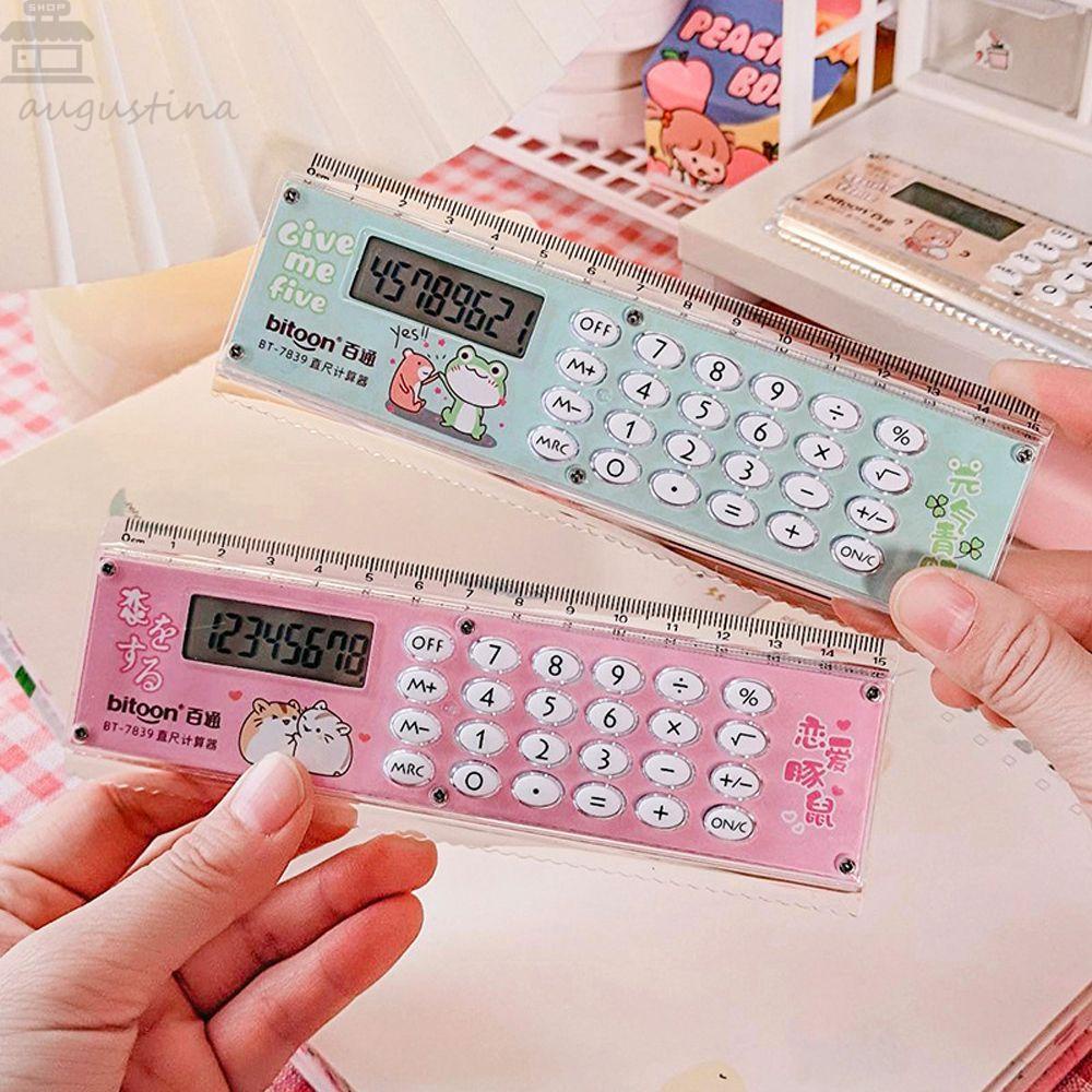 Agustina Penggaris Energi Kalkulator Belajar Siswa Plastik Mini Dual purpose Folding Measuring Ruler Drawing Ruler Perlengkapan Sekolah Alat Tulis Penggaris Transparan