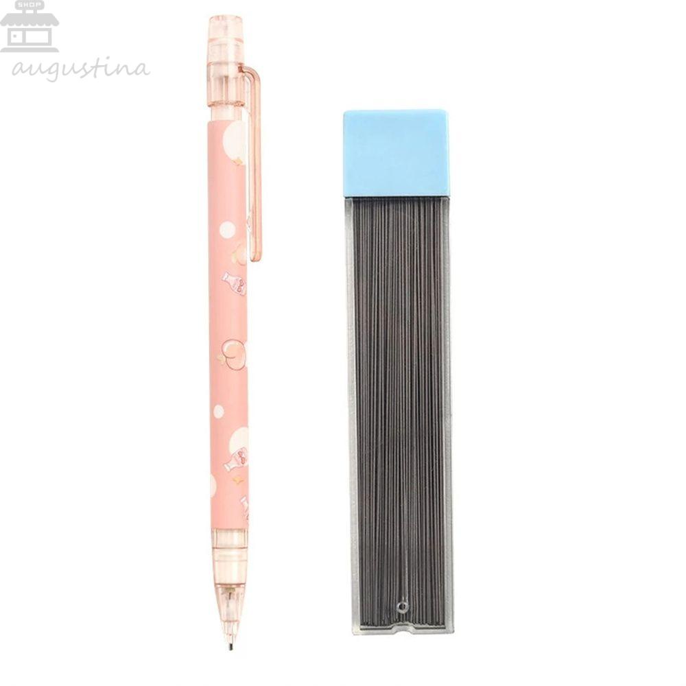 Pensil Mekanik Agustina Perlengkapan Sekolah Alat Tulis Pensil Refill Alat Tulis Peach 0.5mm Press Pen