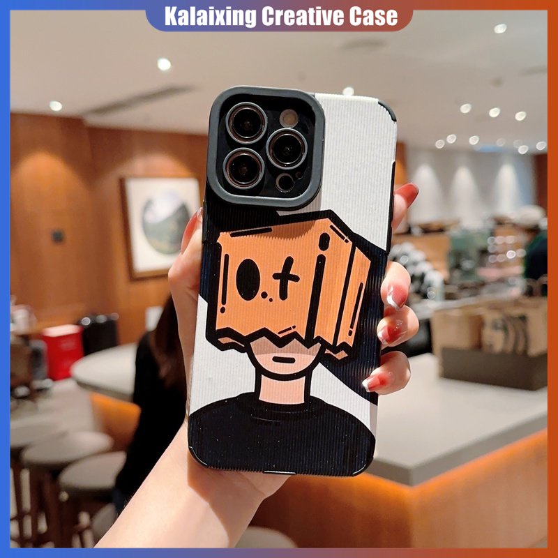 IPHONE Casing Ponsel Bahan Kulit Motif Kartun Bertopeng Anak Laki-Laki Dengan Perlindungan Lensa Untuk Iphone14 Pro Max13 12 11 X Xs XR Xs Max7Per8 Plus