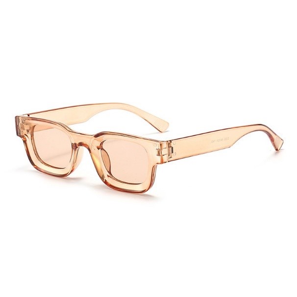 Kacamata Hitam UV400 Bingkai Kecil Persegi Gaya Vintage Untuk Pria Dan Wanita Boldie Frame Tebal Skinny Bold Persegi Panjang-tea