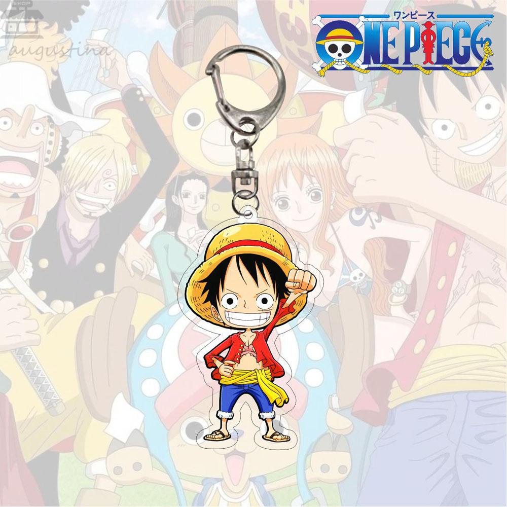 Agustina Luffy Gantungan Kunci Luffy Hadiah Dua Sisi Miniatur Scultures Acrylic Key Ring