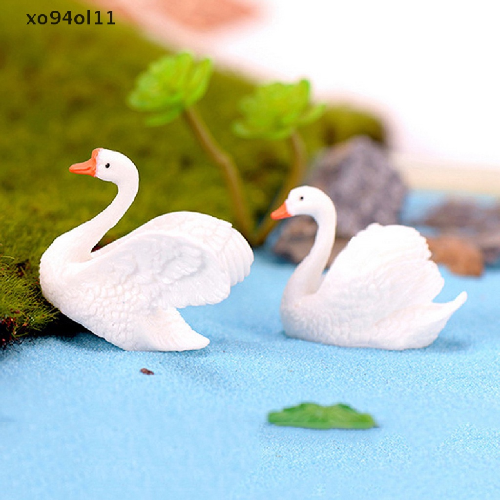 Xo Resin Swan Patung Miniatur Taman Peri Dekorasi Rumah Boneka Lanskap Mikro OL