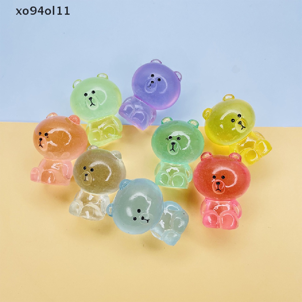 Xo 6Pcs Tiga Dimensi Kartun Lucu Bercahaya Beruang Coklat Diy Dekorasi Tiga Dimensi Resin Aksesoris OL