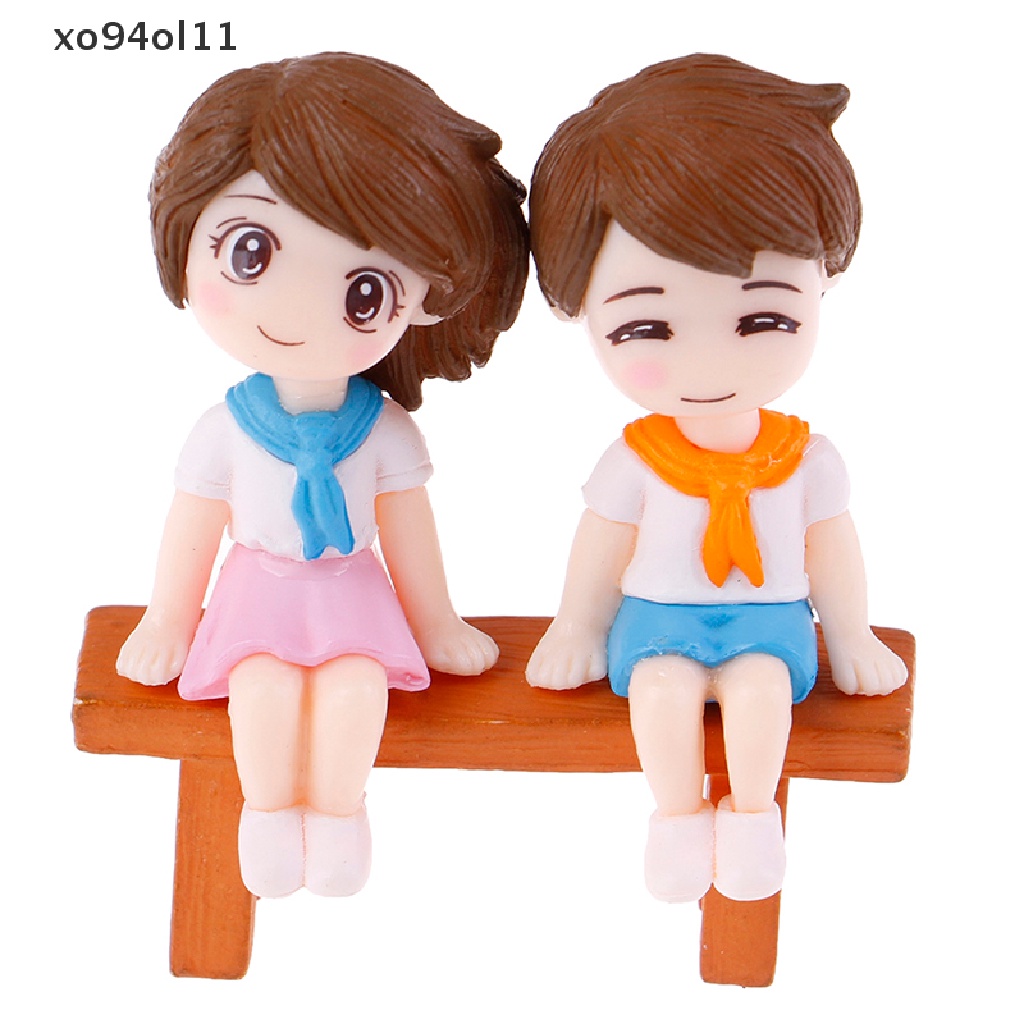 Xo 1set Sweet Couple DIY Patung Miniatur Mini Taman Deco Kursi Lanskap Mikro OL