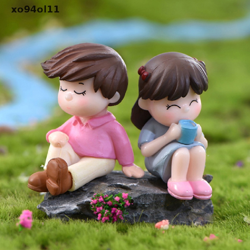 Xo 2pcs/set Boneka Pecinta Mini Model Figure Pemandangan Peri Taman Ornamen OL