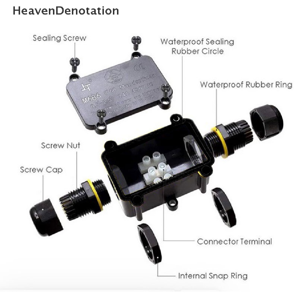 [HeavenDenotation] Outdoor Junction Box Waterproof IP66 Casing Konektor Kabel Listrik 2arah HDV