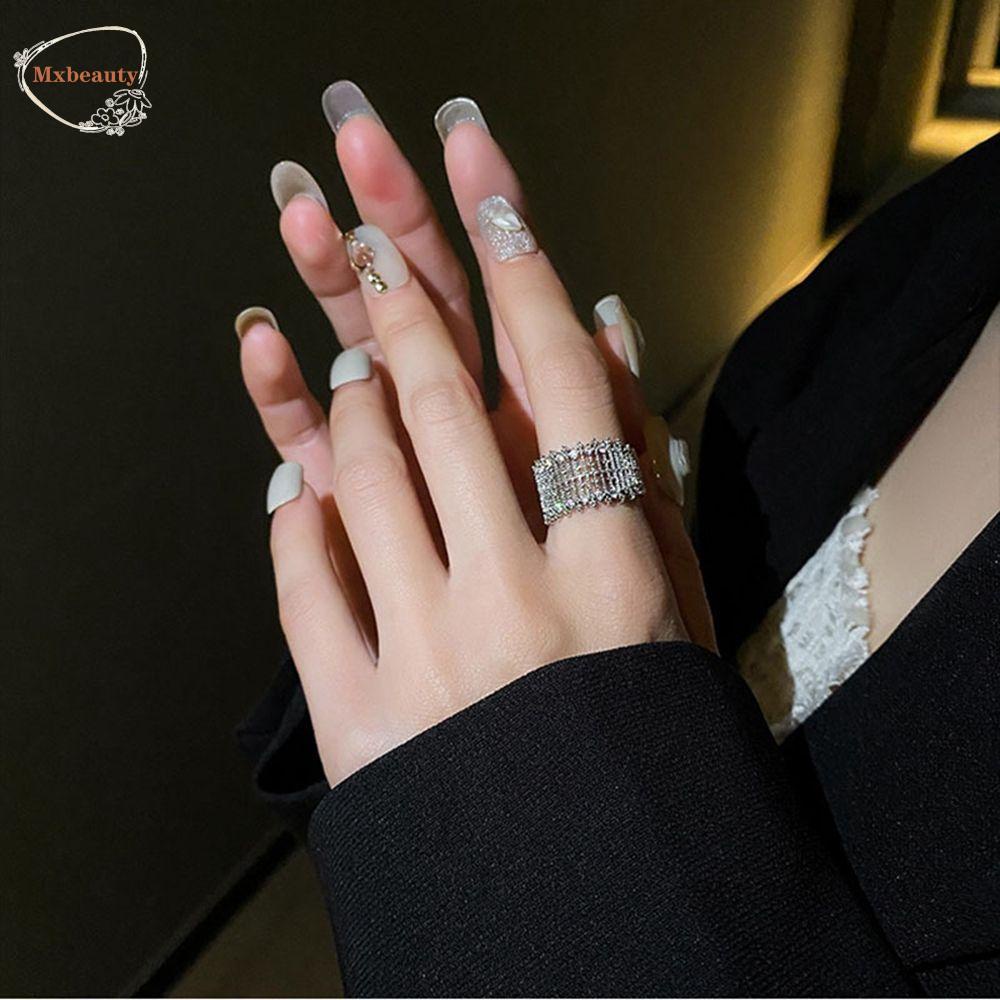 Mxbeauty Pembukaan Cincin Adjustable Kepribadian Keren Memutar Hip-hop Gaya Punk Tembaga Lebar Cincin Jari Perempuan