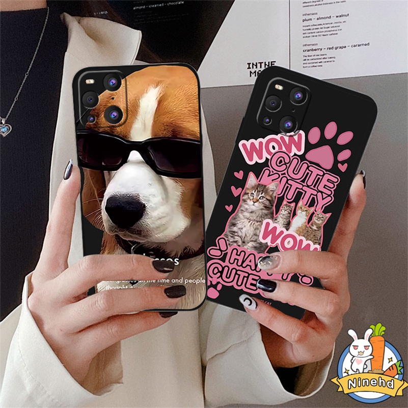 IPHONE Casing Kompatibel Untuk Iphone14 13 12 11 Pro Max X Xr Xs Max8 7 6 6s Plus SE 2020 Lucu Imut Kucing Anjing Tepi Lurus Silikon Casing Ponsel Pelindung Lensa Shockproof Cover Pelindung