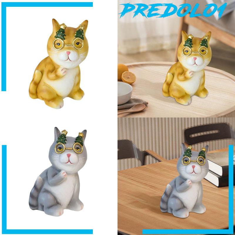 [Predolo1] Patung Hewan Taman Patung Kucing Koleksi Untuk Dekorasi Kabinet Rak Buku