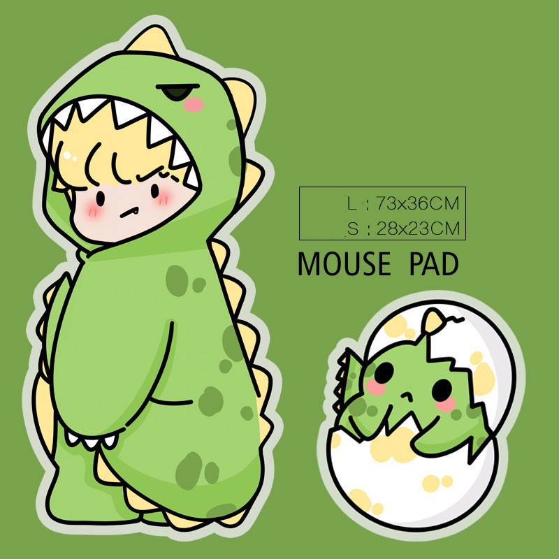 Green Dinosaur Family Mouse Pad Alas Tikus Dinosaurus Hijau Kartun Hewan Mouse Pad Oversized Mouse Pad