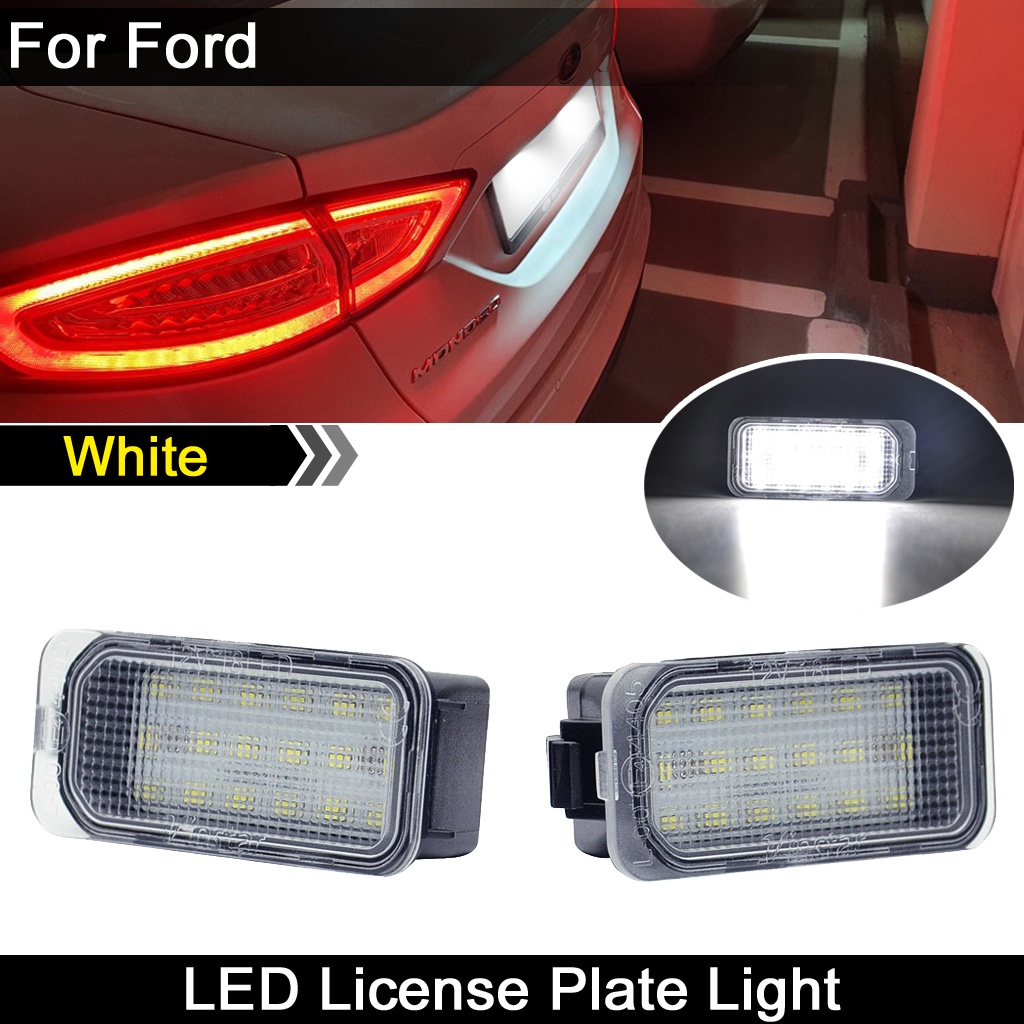 2pcs Lampu Plat Nomor Plat LED Putih Lampu Untuk Ford Fiesta Focus C-Max Grand Galaxy Kuga Mondeo S-Max B-Max Ecosport