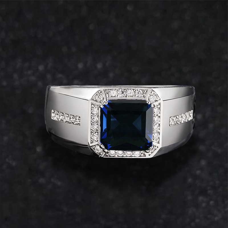 Cincin Pertunangan Zamrud Safir Emas Putih Hijau Biru Kristal Berlian Perak Fashion Pria Wanita Aksesoris S925 Silver Rings