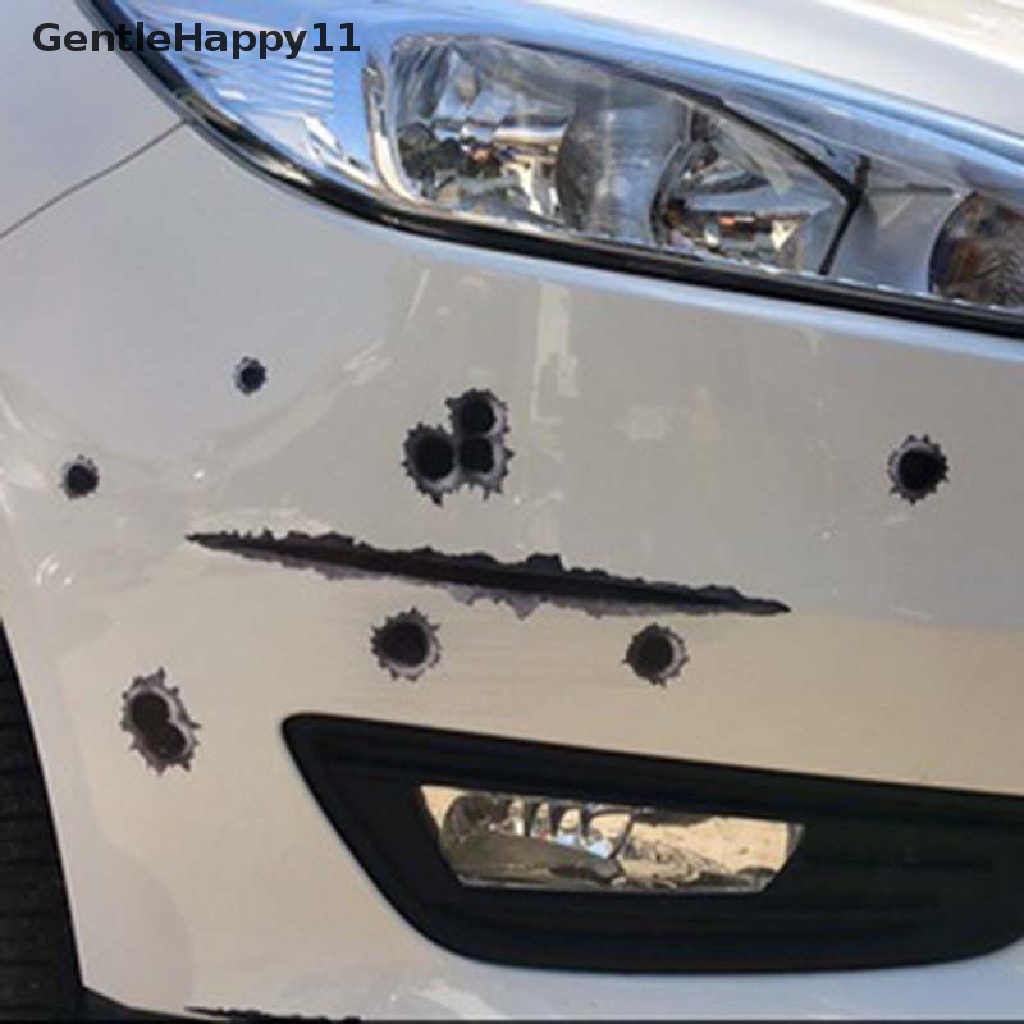 Gentlehappy 1PCS Kreatif Mobil Styling 3D Tembakan Pistol Lubang Peluru Palsu Stiker Mobil Lucu Decal  Id