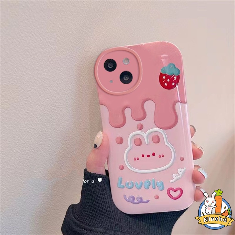 IPHONE Casing Kompatibel Untuk Iphone14 13 12 11 Pro Max X Xr Xs Max8 7 6 6s Plus SE 2020 Baru Kartun Cream Kelinci Lensa Full Cover Pelindung Ponsel Case Bantal Udara Anti Jatuh Soft Case