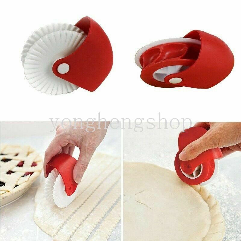 Pastry Cutting Wheel Dough Lattice Cutter Pizza Pie Curling Wheel Roller Pemotong Mie DIY Alat Baking Cetakan Embos Dapur Bakeware