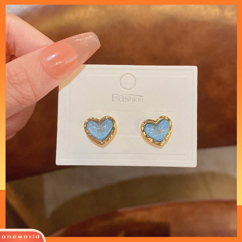 [EONE] 1pasang Ear Studs Elegan Dainty Temperamen Melamun Hadiah Mini Hypoallergenic Retro Cinta Hati Kristal Imitasi Wanita Anting Perhiasan Aksesoris