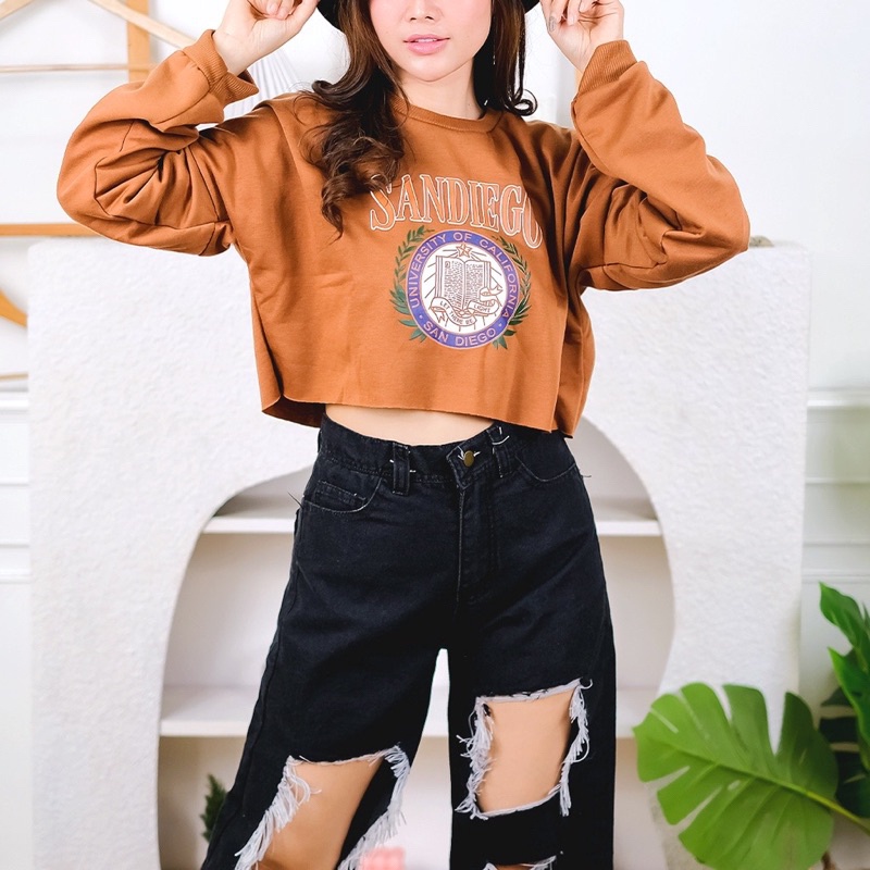 BEFAST - ZGW SWEATER LIA / Sweater Crop SANDIEGO Fleece (LD 110, P 43) / Atasan Wanita lengan Panjang / Sweater Motif Lucu / OOTD Wanita Remaja ABG Trendy / Pakaian Casual Wanita / Sweater Crop Kekinian