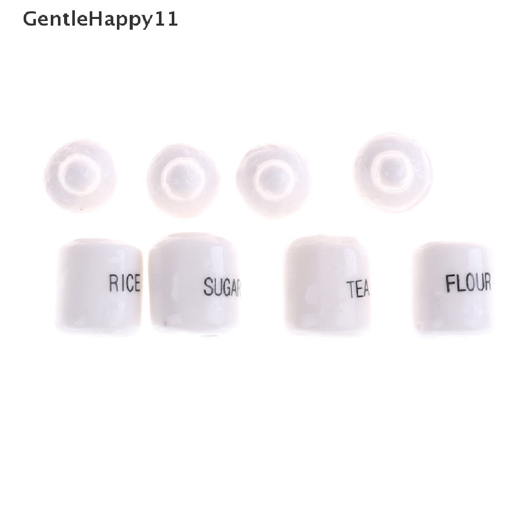 Gentlehappy 4pcs1per12rumah Boneka Miniatur Lucu Putih Keramik Penyimpanan Toples Dapur Akses Klasik Pretend Play Furniture Mainan Untuk Anak id
