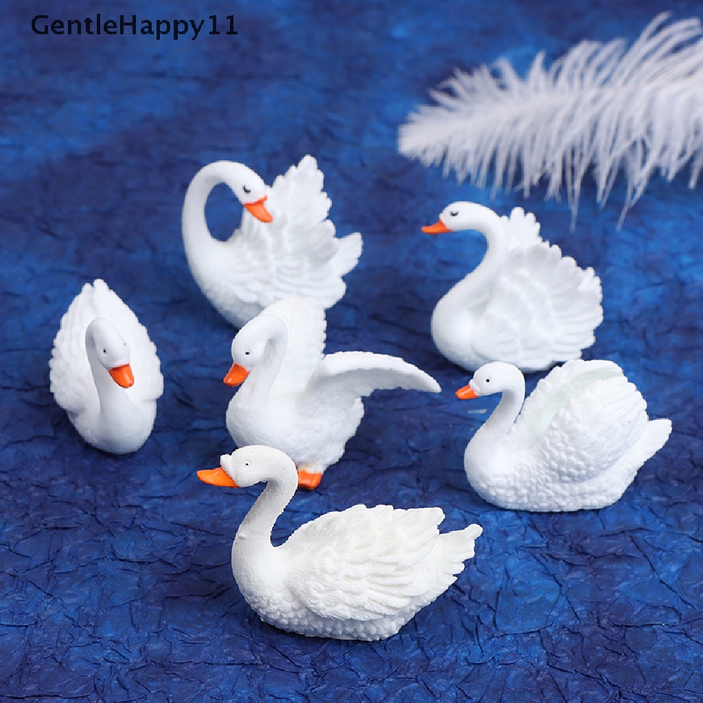 Gentlehappy 2pcs Ornamen Taman Peri Model Angsa Mini DIY Micro Landscape Dekorasi Rumah id