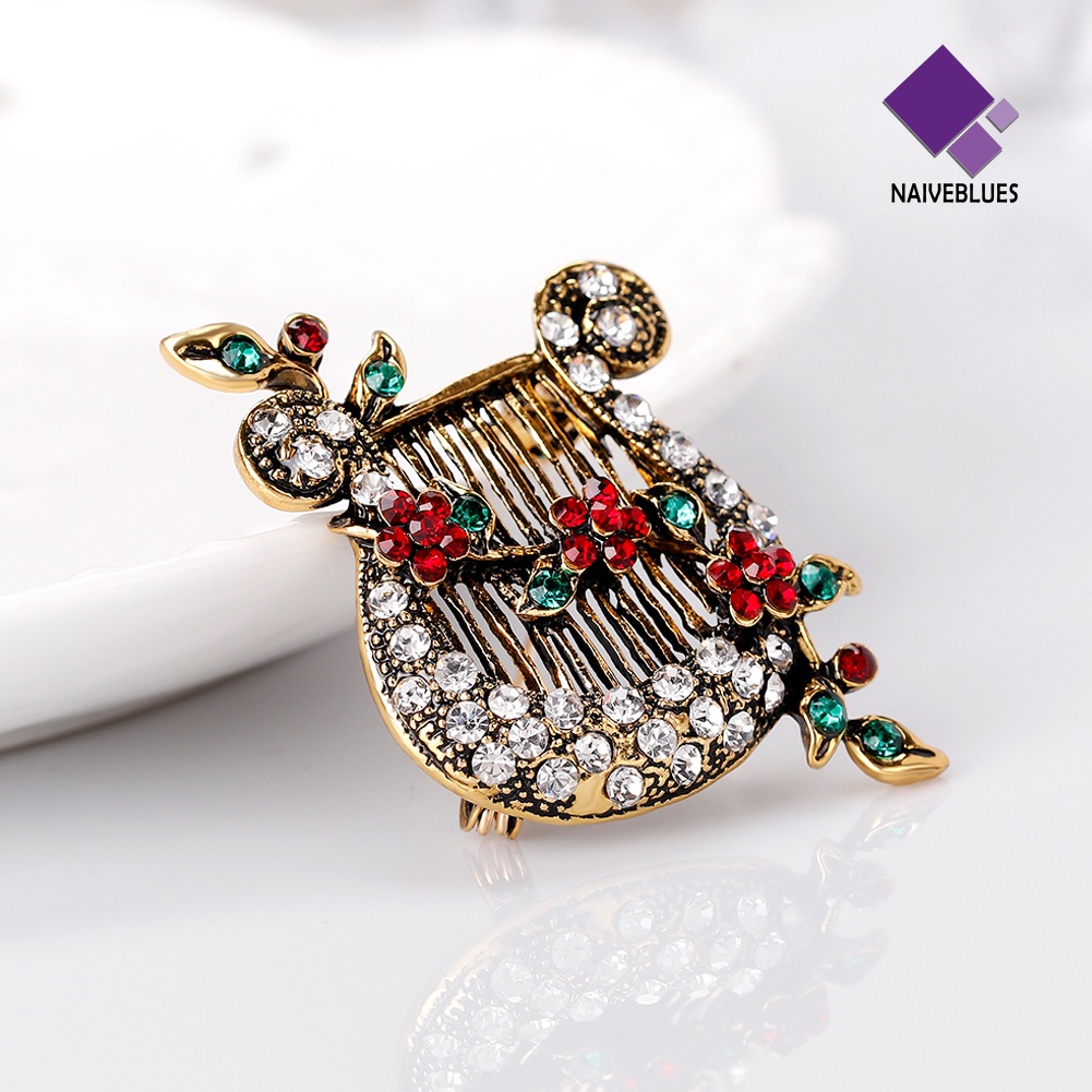 &lt; Naiveblues &gt; Pin Instrumen String Musik Liris Bunga Vintage Wanita Breastpin