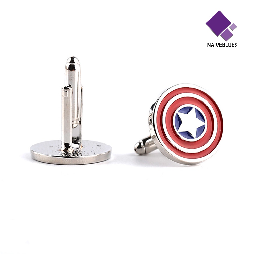 &lt; Naiveblues &gt; Fashion Captain America Perisai Pria Metal Manset Klip Penjepit Pakaian