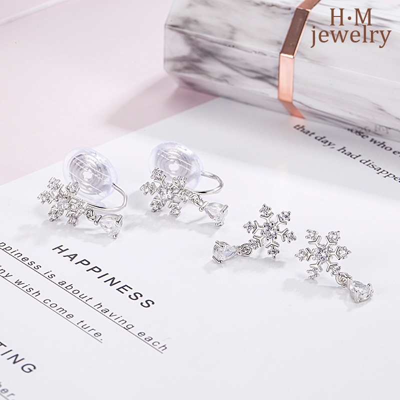 S925 Perak Snowflake Ear Studs Nyamuk Coil Telinga Klip Bermutu Tinggi Anting2023Baru