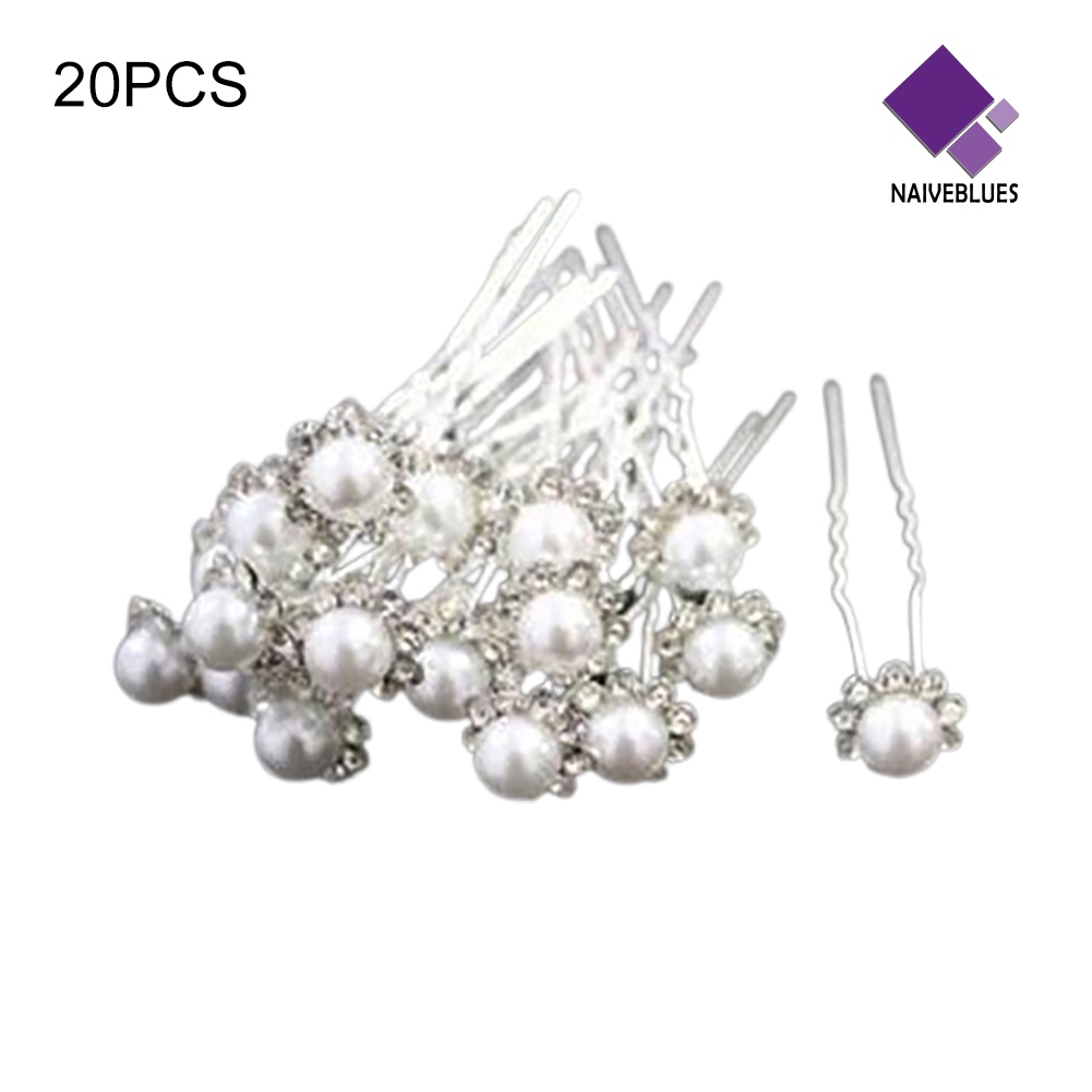 &lt; Naiveblues &gt; 20Pcs Wanita/'s Pernikahan Pengantin Mutiara Imitasi Berlian Imitasi Jepit Rambut Hair Clips