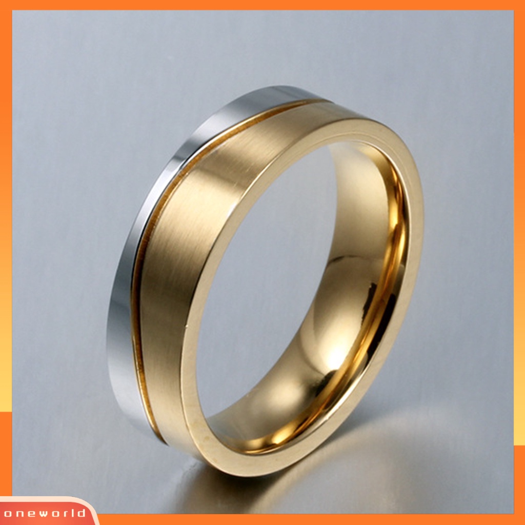 [EONE] Wanita Cincin Bulat Mengkilap Cubic Zirconia Warna Kontras Dipoles Pasangan Jari Cincin Pengantin Cincin