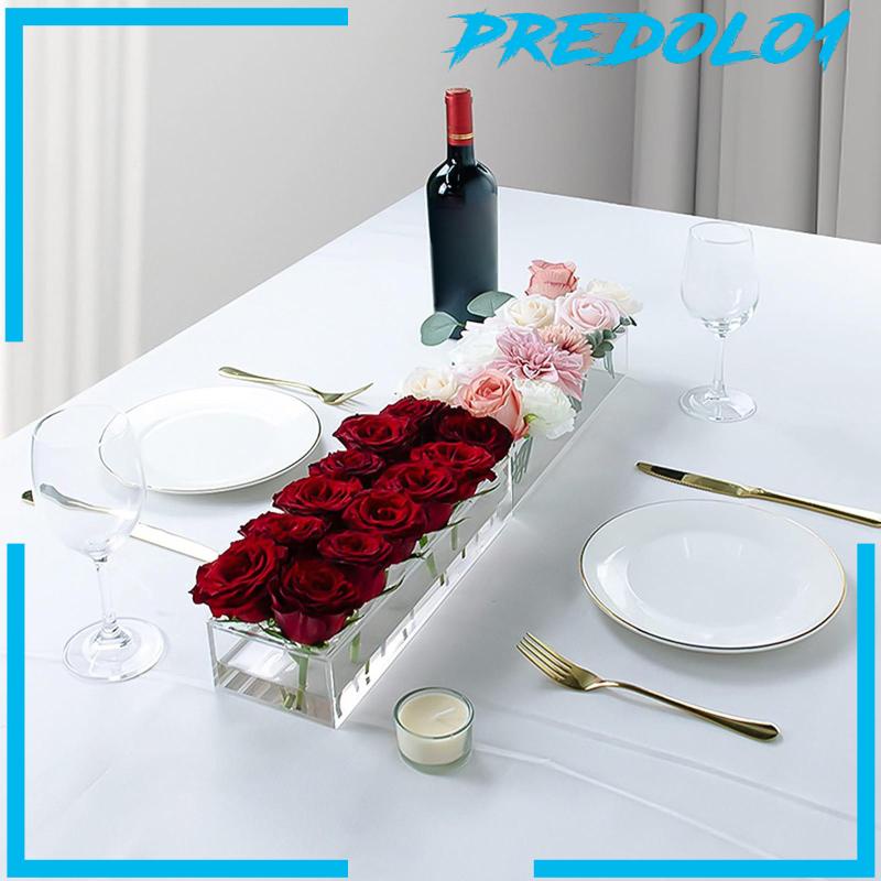 [Predolo1] Vas Bunga Akrilik Bentuk Persegi Panjang Floral Centerpiece Untuk Hadiah Ruang Tamu Rumah