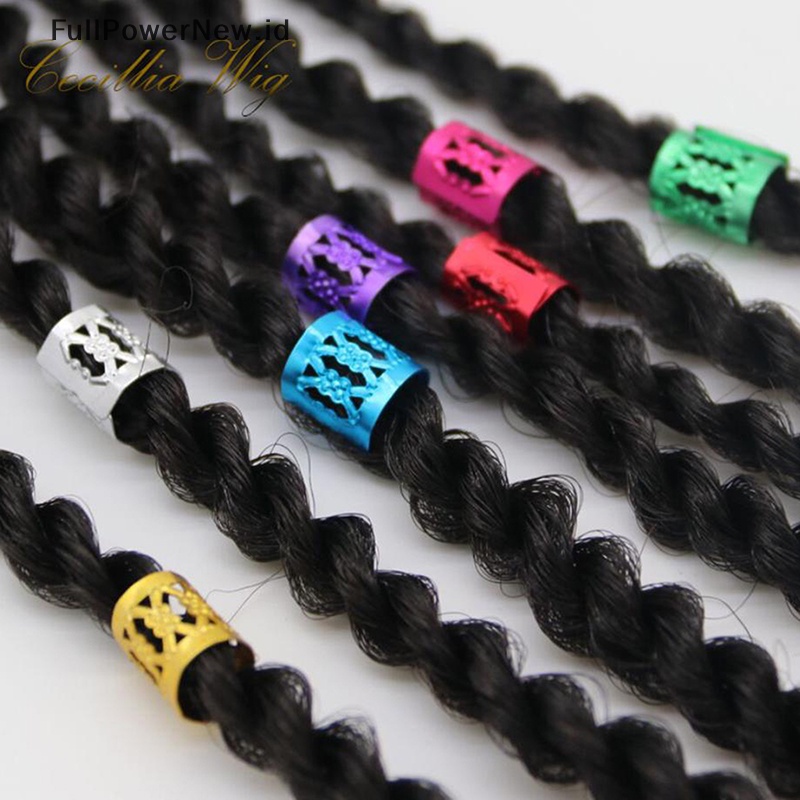 Power Lot 50pcs 8mm Manset Rambut Mengepang Klip Lock Dreadlock Manik Hair Extension Dekorasi ID
