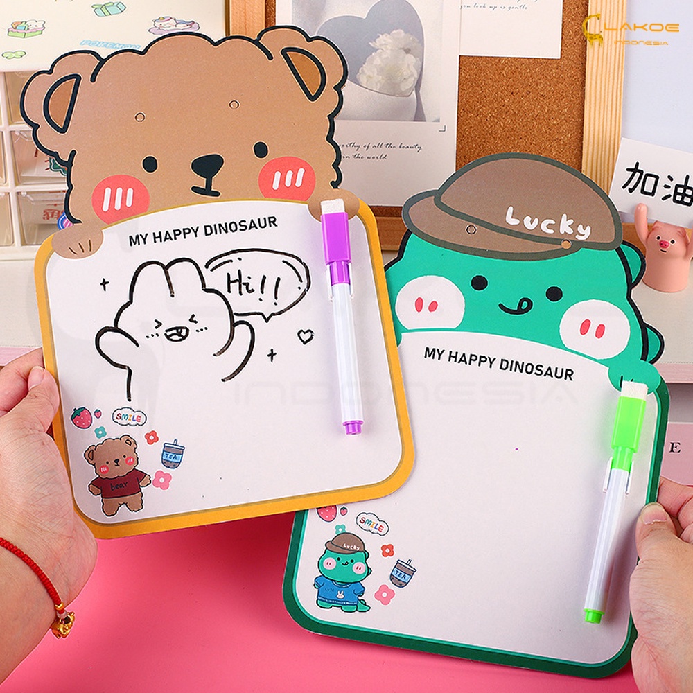 Lakoe Papan Tulis Mini Mainan Edukasi untuk Anak/Whiteboard Kartun lucu mengirim Erasable Marker