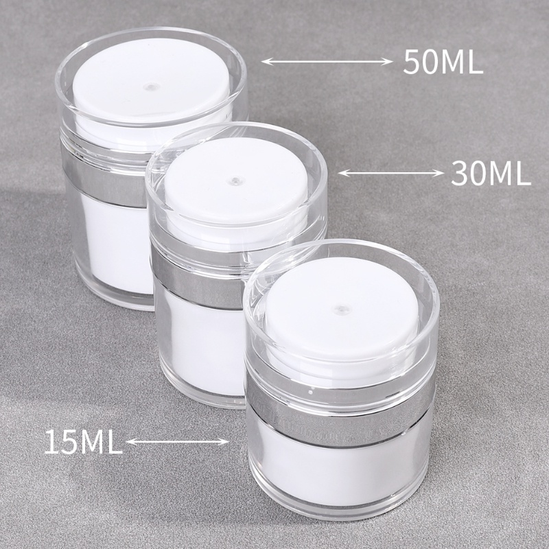 15 /30Ml/50ml Kosong Airless Pump Jar Isi Ulang Krim Gels Lotions Dispenser Botol Vakum Travel Anti Bocor Wadah Kosmetik
