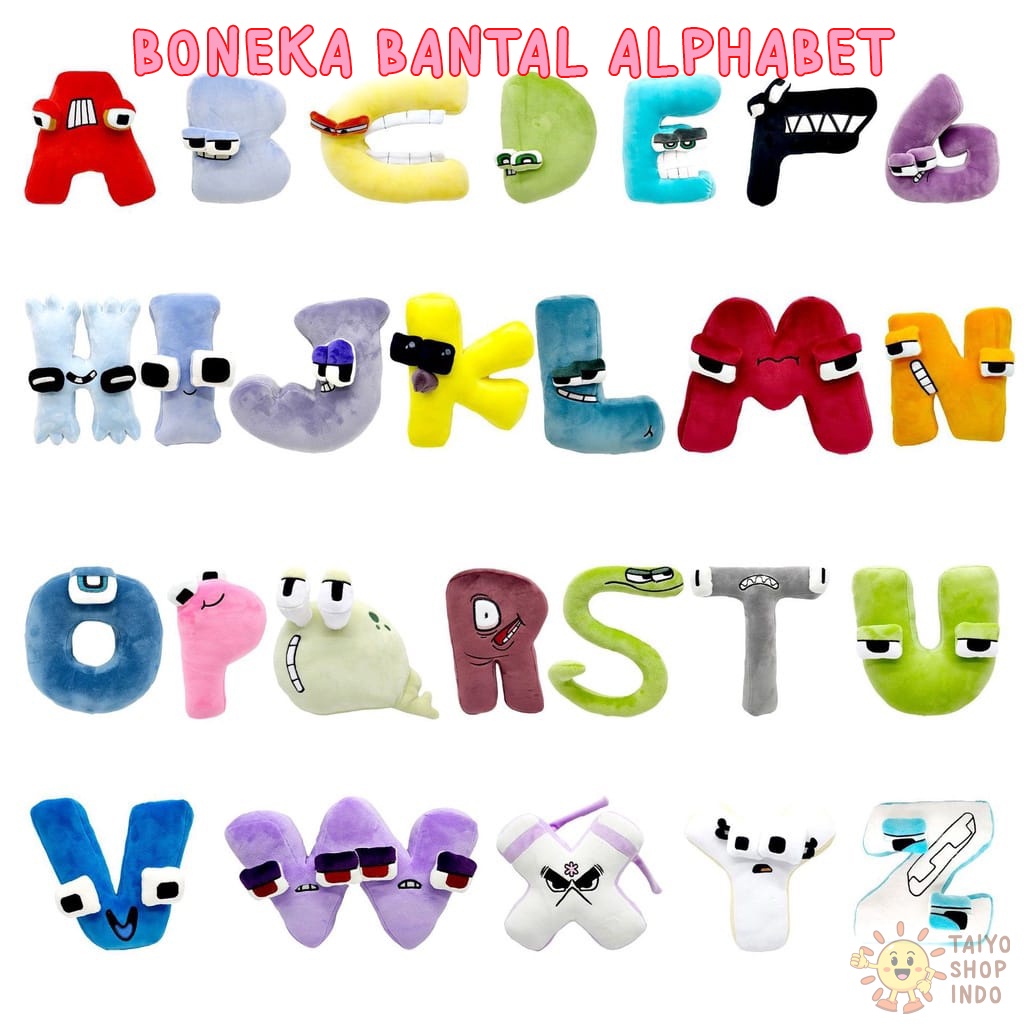 TAIYO Boneka Bantal Alphabet 26 huruf Plush Stuffed Doll Motif Alfabet Lore