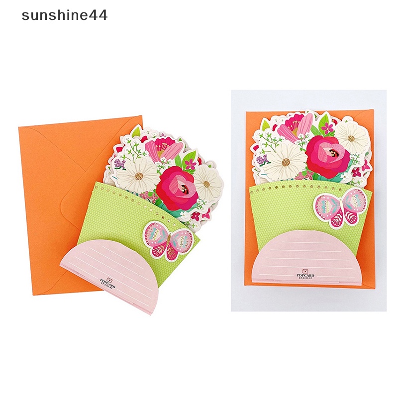 Sunshine 3D Greeg Card Bunga Floral Butterfly Ulang Tahun Ucapan Terima Kasih Bunda Famil ID