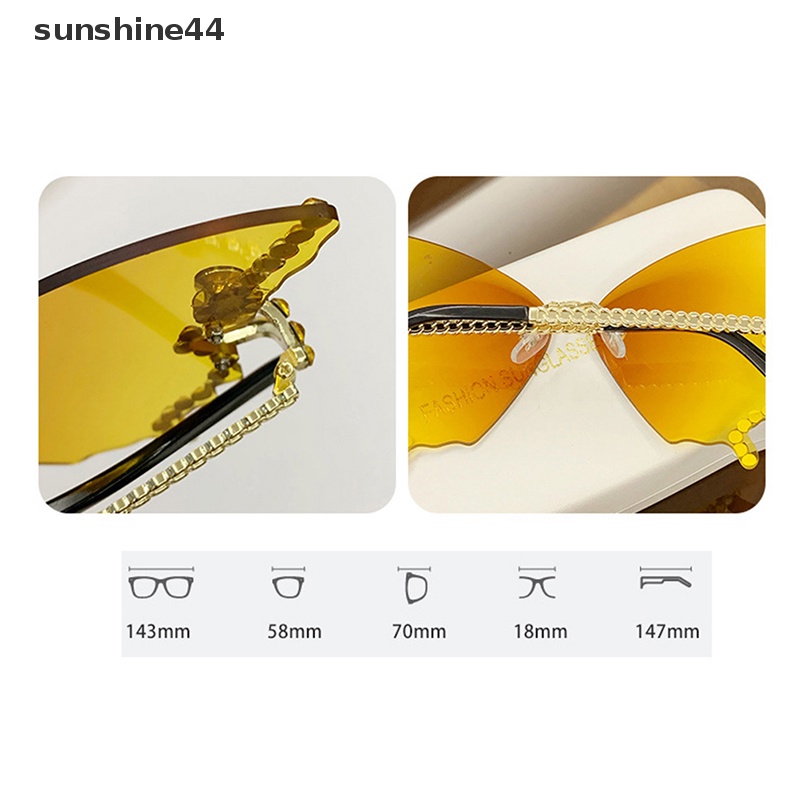 Sunshine Diamond Butterfly Sunglasses Wanita Merek Vintage Kacamata Ladies Eyewea ID