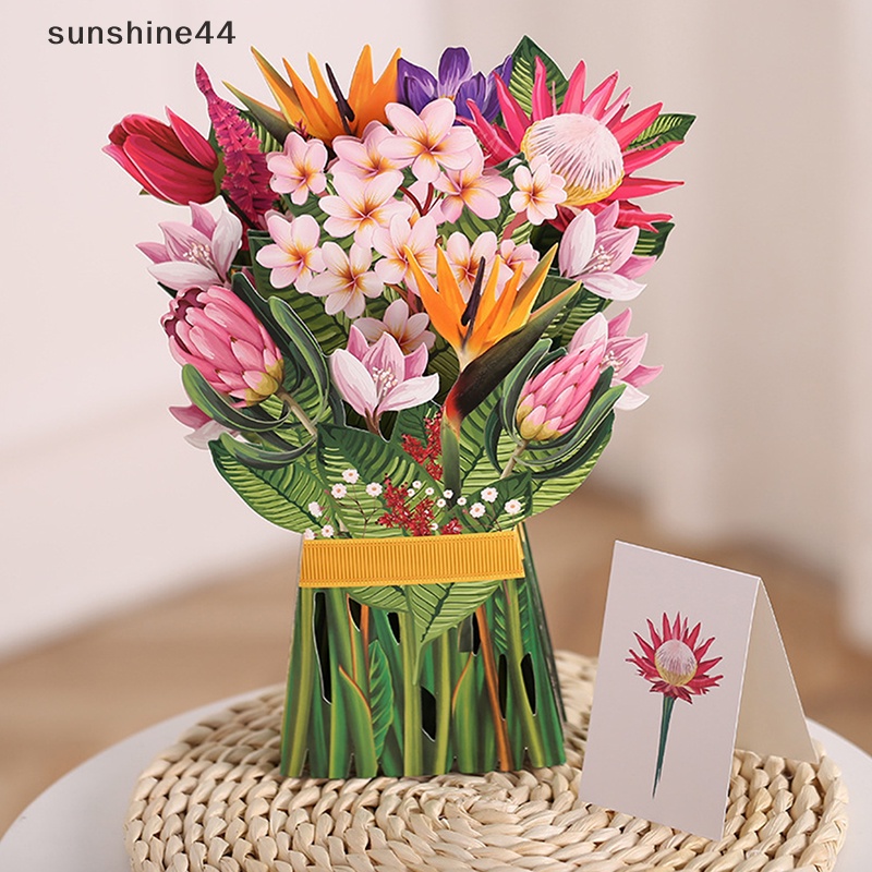 Sunshine 3D Fall Floral Bouquet Card Kertas Ukir Bunga Greeg Cards Hadiah ID