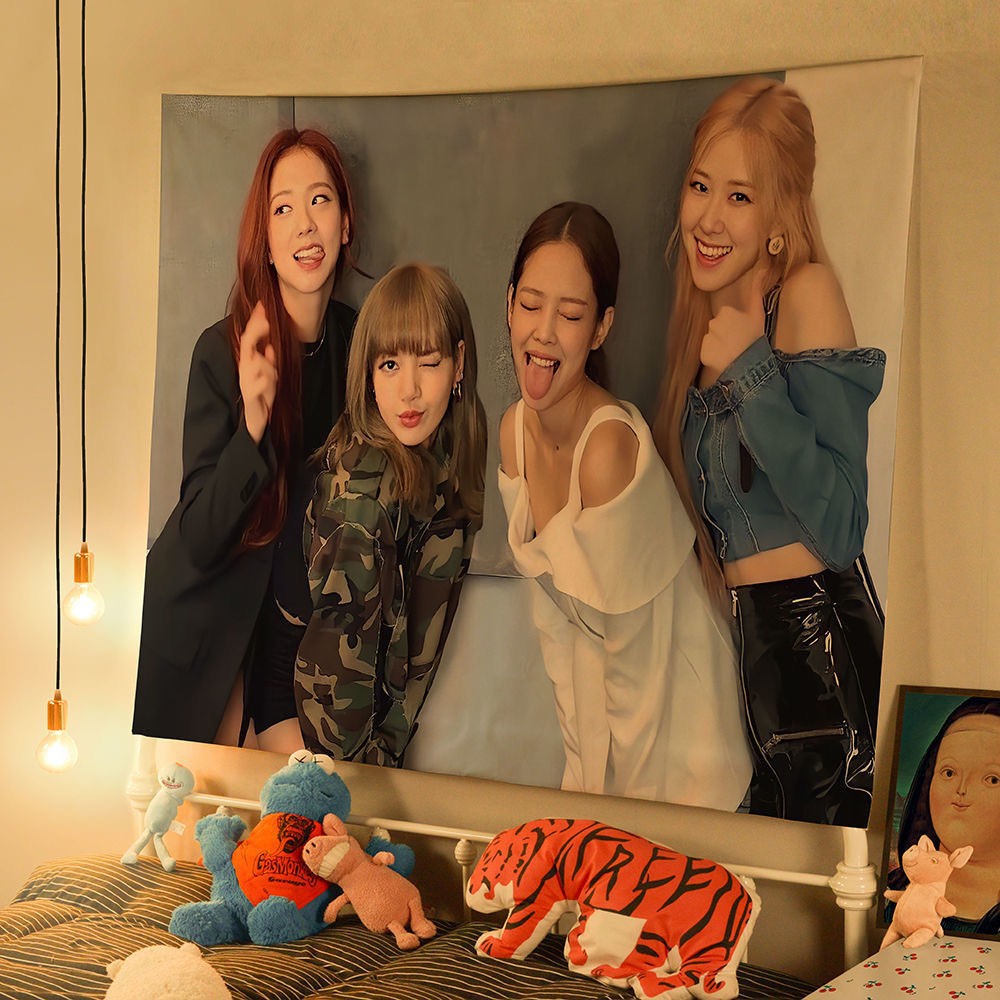 Blackpink Poster Background Kain Dekorasi Asrama Kamar Tidur Wall Cloth JISOO JENNIE ROSE LISA Keliling Blackpink