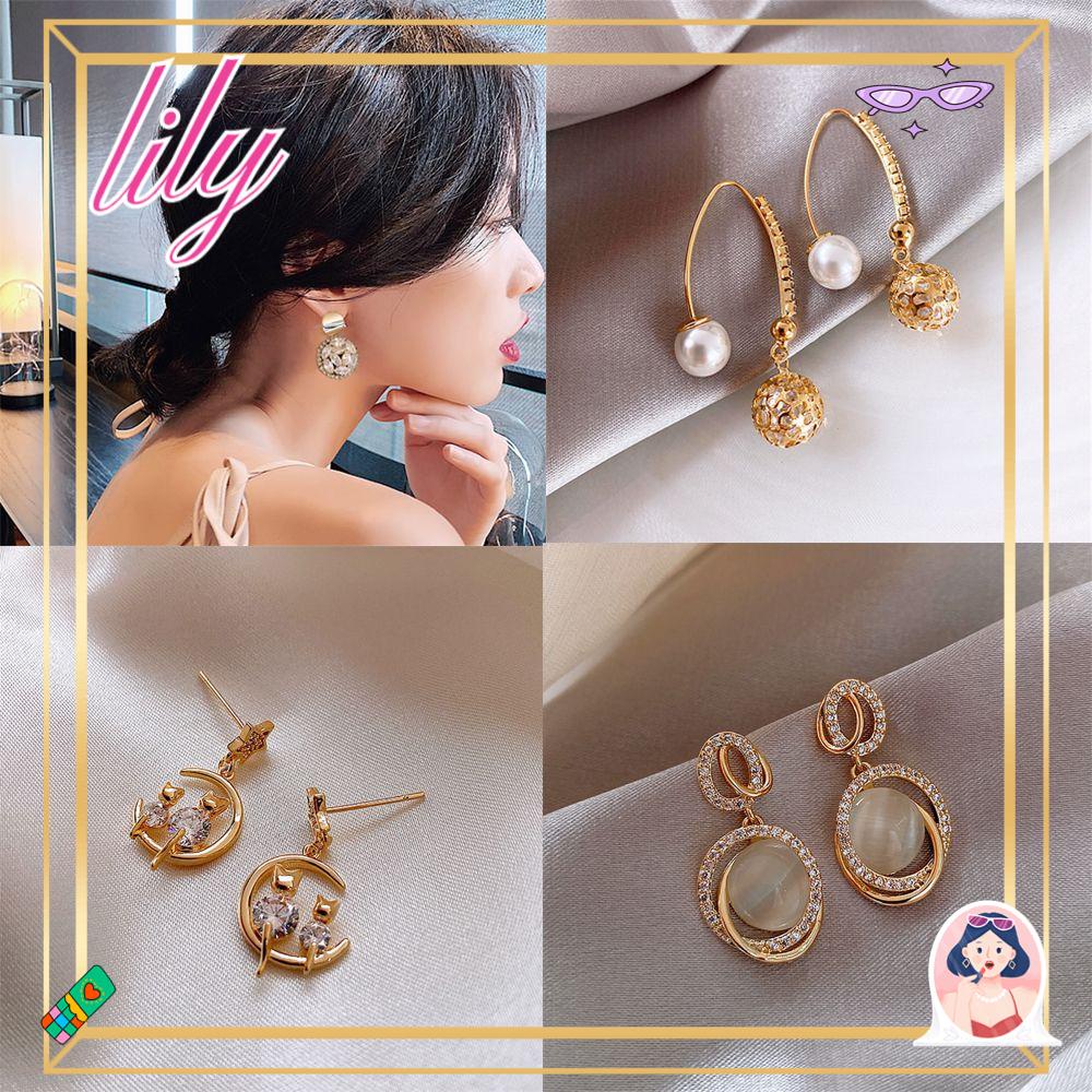 Lily Aksesoris Anting Menjuntai Geometris Lovely Untuk Wanita Stud Earring