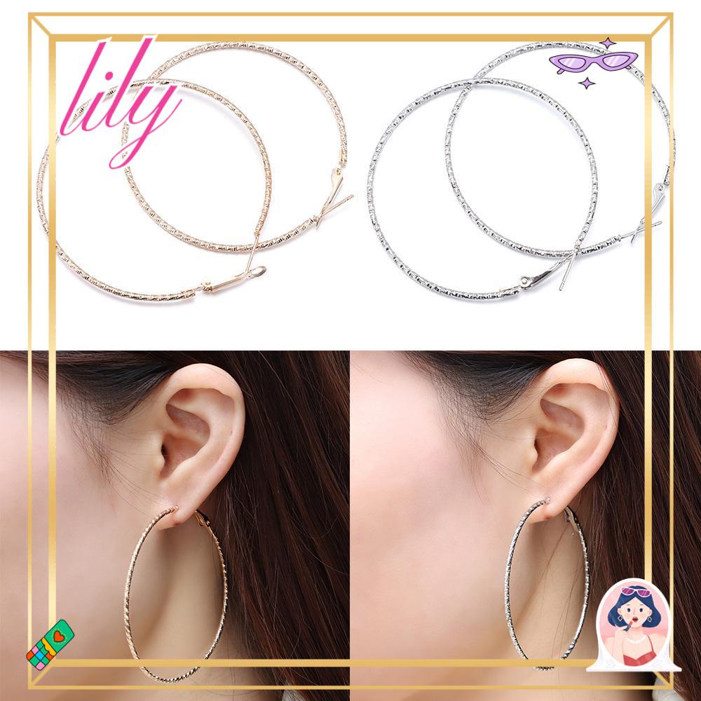 Lily Anting Lingkaran Besar Hadiah Fashion Geometris Shiny Print