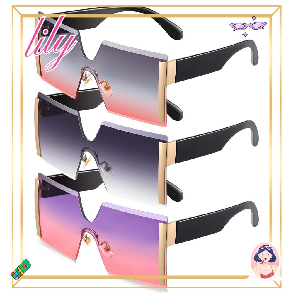 Lily Oversized Square Kacamata Hitam Wanita Candy Color UV400 Shades