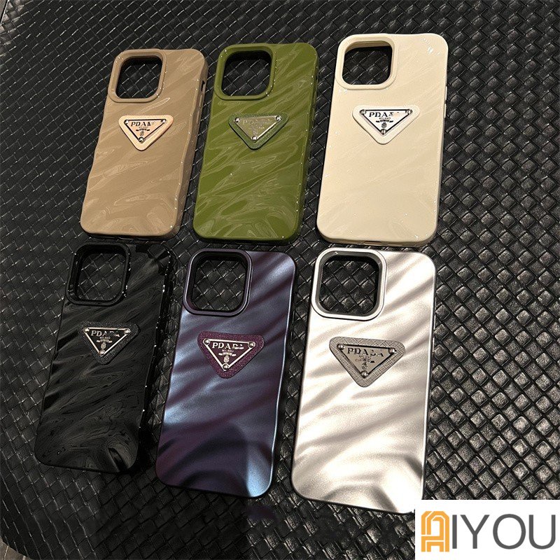 IPHONE Retro Brown 3D Merek PADPleats Tekstur Casing Ponsel Kompatibel Untuk Iphone14 13 12 Pro Max Iphone11Tahan Shock Lembut TPU Back Cover