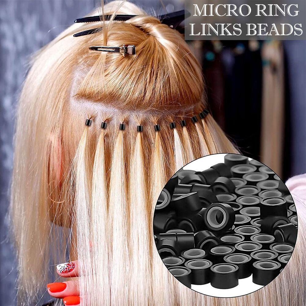 Lily 500PCS Manik-Manik Rambut Mode Loop Rambut Ekstensi Rambut Cincin Nano Ring