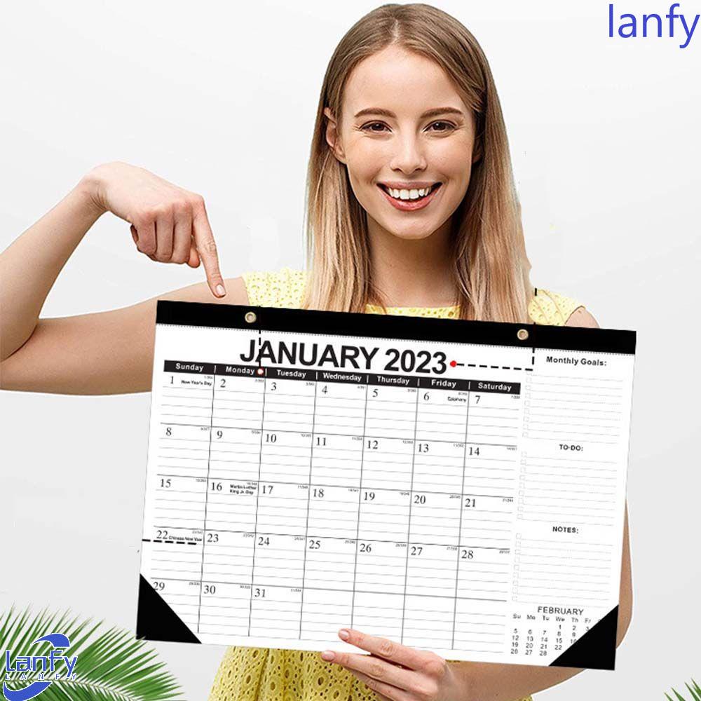 Lanfy Kalender Inggris Kreatif Sederhana Perlengkapan Kantor Dekorasi Rumah Daily Planner Agenda Organizer Kalender2023