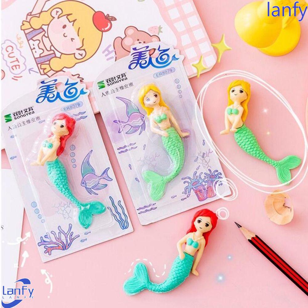 Lanfy Penghapus Bentuk Mermaid Kartun Kreatif Tanpa Jejak Perlengkapan Sekolah Anak Alat Tulis Pensil Eraser