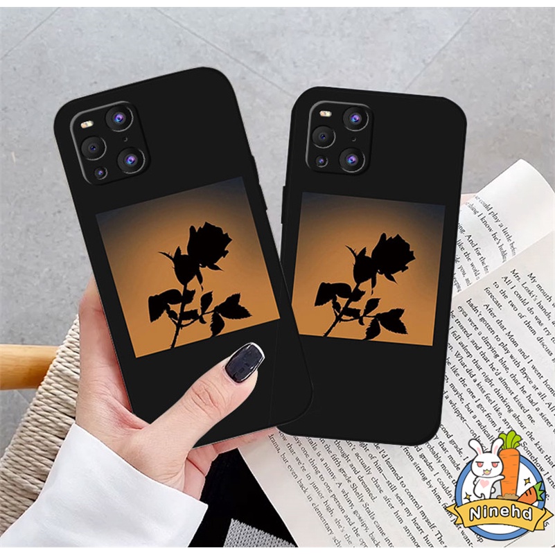 IPHONE Casing Kompatibel Untuk Iphone14 13 12 11 Pro Max X Xr Xs Max8 7 6 6s Plus SE 2020 Ins Simple Rose Light Shadow Lens Pattern Protector Shockproof Glossy TPU Full Protect Phone Case